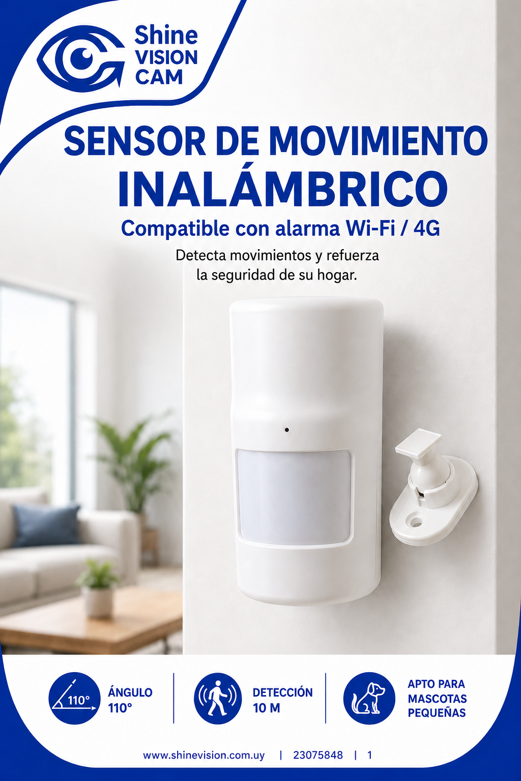 Sensor de movimiento inalambrico interior compatible con Alarma G1.