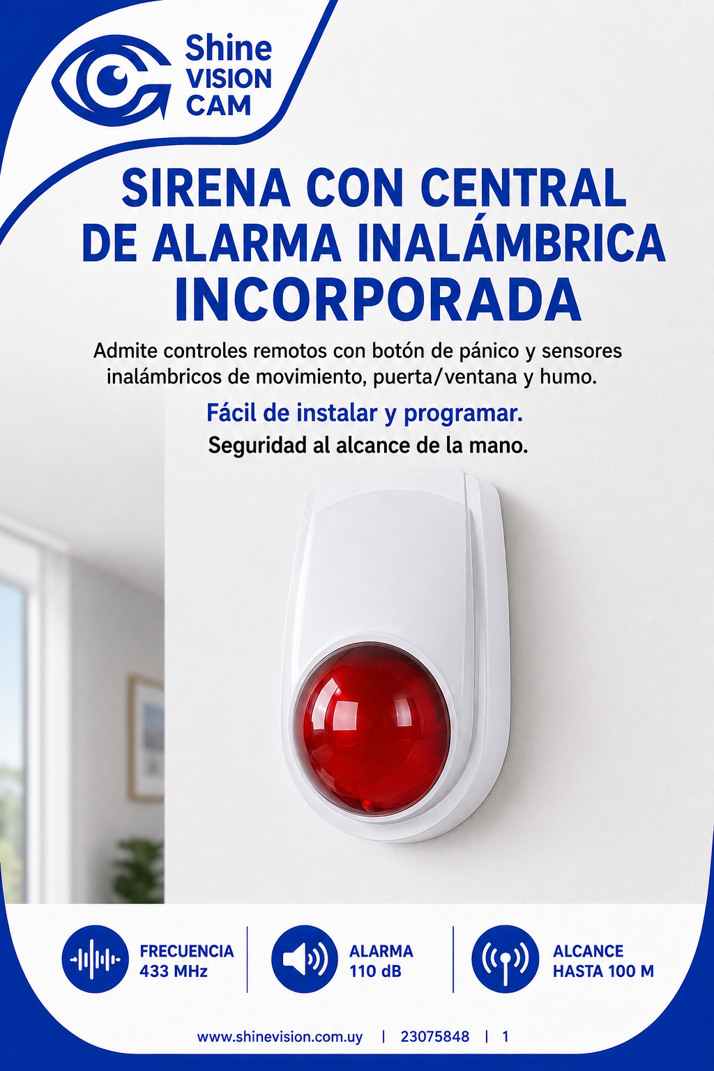 Sirena con central de alarma inalambrica incorporado.