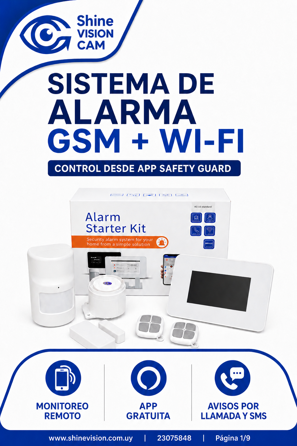 Alarma inalambrica modelo G1; 4 G WiFi con sms, llamadas y App