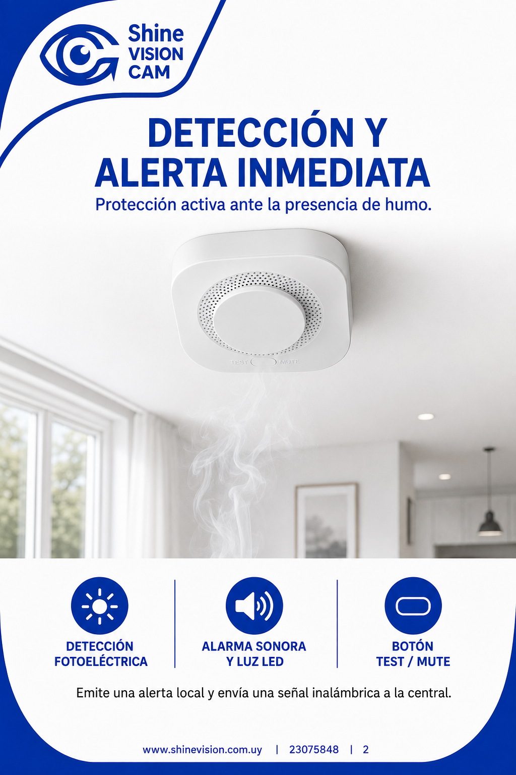 Sensor de humo inalámbrico compatible con alarma inalambrica G1.
