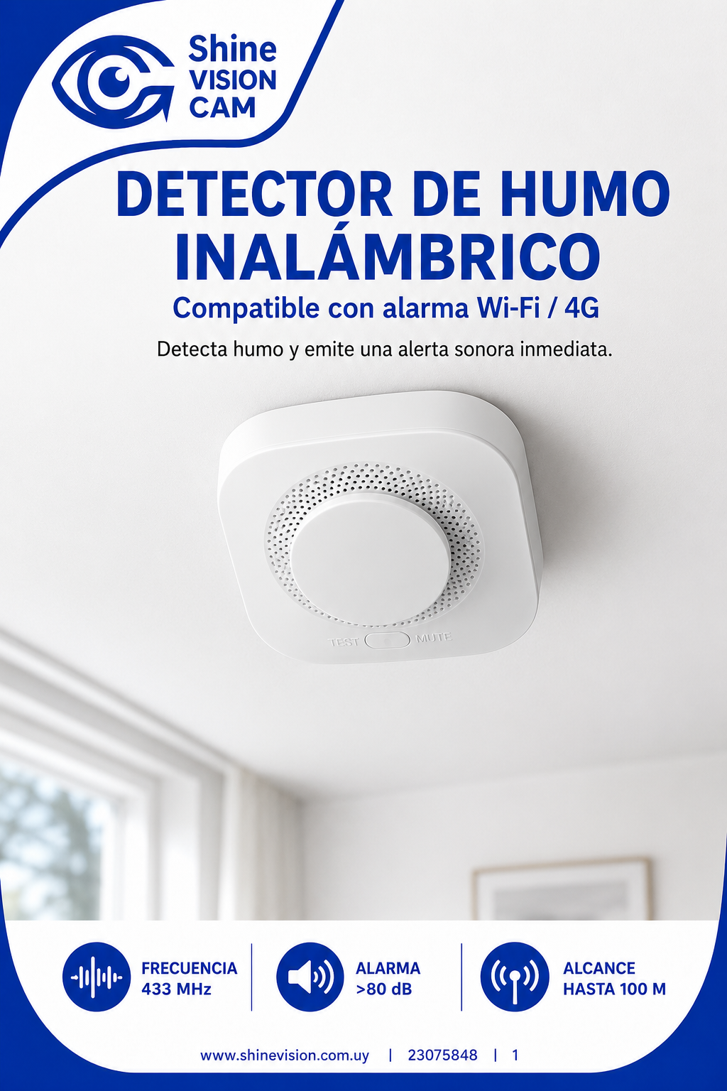 Sensor de humo inalámbrico compatible con alarma inalambrica G1.